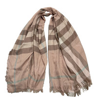 Sciarpa grande Burberry lana seta lampone sorbetto check designer lusso 58x50 nuova