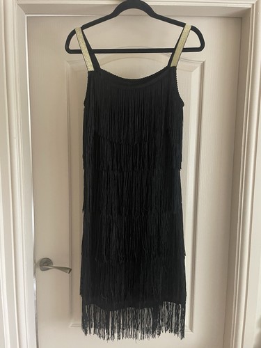Abito nero frange flapper oro