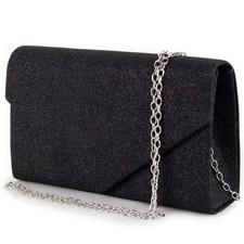 Pochette nera glitter Borsetta gioiello Clutch elegante da cerimonia brillantini