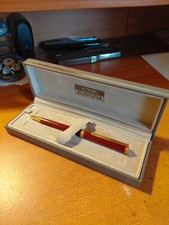 Penna A Sfera Vintage Colore Oro E Bordeaux KONA AURORA Con Ricambio