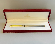 PENNA STILOGRAFICA MUST DE CARTIER SANTOS ACCIAIO ORO VINTAGE FOUNTAIN PEN PARIS