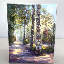 Totem poli arte quadro su tela firmato passente nativo legno scenografico decorazione casa