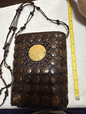 Borsa a tracolla piccola donna giamaicana marrone conchiglia cocco vintage