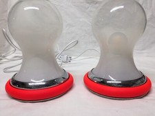 2 Lampade da Tavolo Vintage anni70 originali In Vetro Satinato perfette