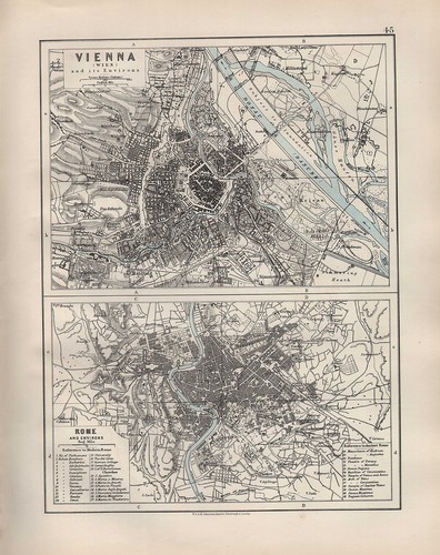 1904 antique map vienna - antique,