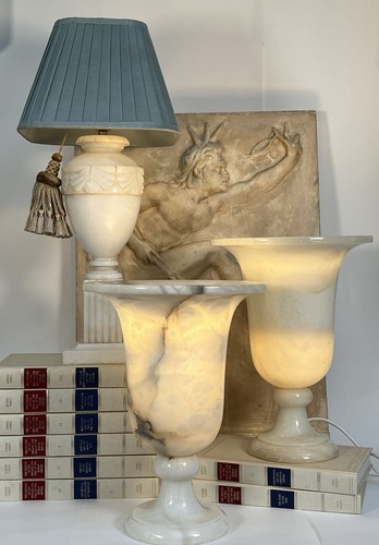 Pair alabaster urn - of,