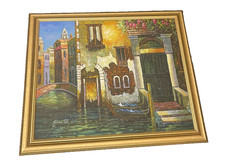 ORIG olio su tela firmato James Cole canale veneziano audace bella texture colore