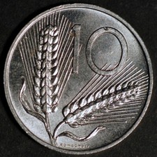 Italy 10 Lire 1972 KM# 93