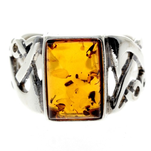 Anello grande ambra - grande, in