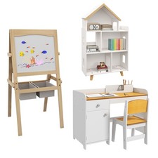 AIYAPLAY Set Mobili Cameretta con Libreria, Cavalletto e Scrivania con Sedia