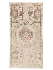 Tappeto da bagno runner, tappeto da bagno, tappeto turco vintage Oushak, tappetino per porta, 1'5''x2'8''