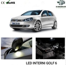 KIT LED INTERNI GOLF 6 VI CONVERSIONE COMPLETA + LUCI ANTI POZZANGHERA CANBUS