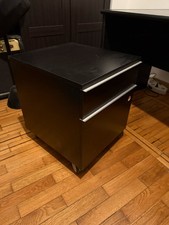 Cassettiera ufficio a 2 cassetti e con rotelle legno nero possibilità serratura 