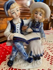 Coppia, statuina porcellana Capodimonte dipinta marchio A