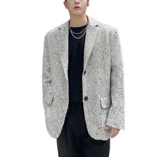 Uomo Paillettes e Lustrini Giacca Abito Primavera Autunno Festa Ballo Top Palco