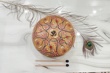 Tamburo a Lingua in Acciaio Lega da 10 Pollici con OM e Buddha Art per Meditazione, 2 Mazze
