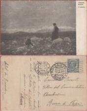 Il pastore. Dipinto di Cesare  Maggi. Viaggiata 1920