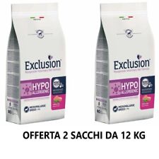 OFFERTA 2 SACCHI EXCLUSION HYPOALLERGENIC MAIALE PISELLI DOG MEDIUM LARGE 12 KG