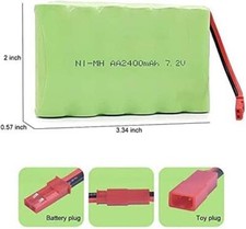 Batteria Ni-MH 7.2V 2400mAh AA JST per camion RC, auto verde