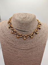 Bigiotteria vintage USA Trifari Pat Pend collana color oro e Strass anni 40/50