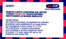 1338 SCHEDA PLASTICA RIGIDA USATA TIM GSM CON PIN E PUK
