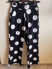 Pantalone a pois donna XS golden Point bianco nero lungo tuta morbido elastico