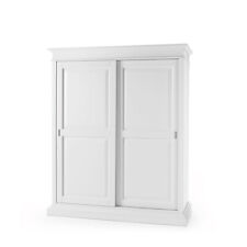 Armadio 2 ante scorrevoli in legno con cassettiera interna colore Bianco