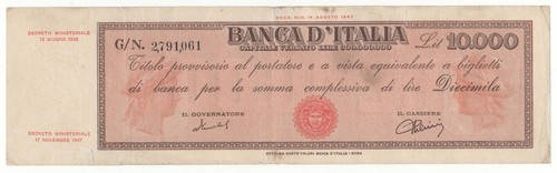 10000 lire titolo provvisorio - lire,