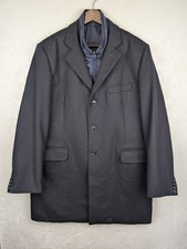 Cappotto doppiopetto blu misto lana Fay con fodera gilet trapuntato rimovibil...