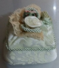 IDEA CASA - PORTA GIOIE - CERAMICA E TESSUTO - 8 X 8 CM