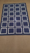 Tappeto In Lana A Quadri Blu E Bianco 140 Cm X 200 Cm