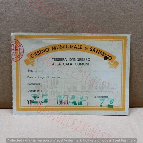 Tessera ingresso casinò - tessera,