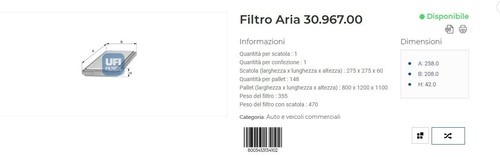 Filtro aria per - aria,