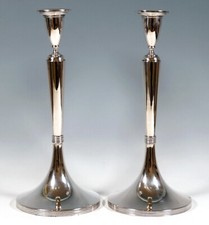 Paio Wiener Argento Lisce Candelabro Hermann Südfeld Vienna H :3 5 CM Um 1900