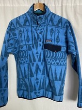 Patagonia Synchilla Snap T Fleece Uomo Extra Small XS Geo Big Radar Blu