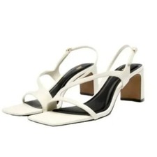 NEW ZARA HEEL LEATHER SANDALS