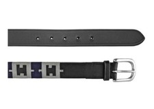 Cintura Equestro pelle nera polo filo blu grigia equitazione inglese concorso 