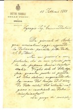 1888 BRESCIA Lettera direttore Poste Gaetano Paolo PIGOZZI - Autografo