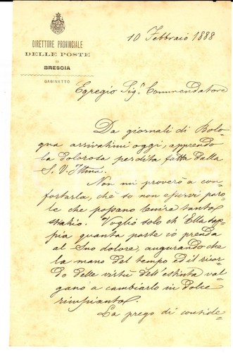 1888 brescia lettera direttore - 1888,