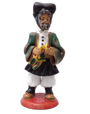 Arte Sarda VECCHIO CERAMICA ARTIGIANALE COSTUME SARDO CON LEGNA 15X7  R. CARBONI