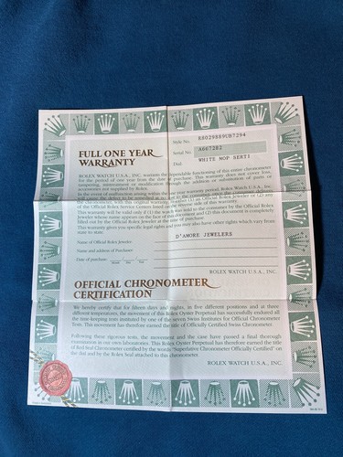 Rolex certificato garanzia - rolex,