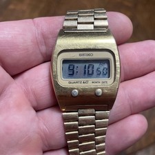 Orologio digitale vintage Seiko 0439-5007 quarzo LC tono oro