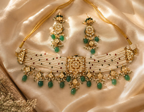 Set collana girocollo perle - collana,