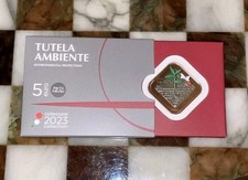 Moneta 5 Euro TUTELA AMBIENTE 2023 IPZS Fior di Conio FDC BU Argento AG Rame CU