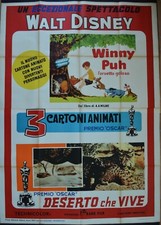 manifesto 4FG 3 CARTONI ANIMATI WINNY PUH  DESERTO CHE VIVE  WALT DISNEY