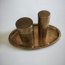SET ACCENDINO TAVOLO PORTASIGARETTE VASSOIO VINTAGE Anni 50 BRASS OTTON BORAS
