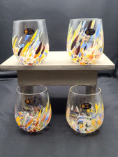 Bicchieri da vino senza stelo confetti Murano soffiati a mano Italia nuovi set/4