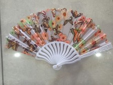 1 VENTAGLIO DI STOFFA PIZZO FIORI MISTI FESTA SEGNAPOSTO REGALO ??