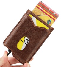 Portafoglio Uomo Minimalista Slim Vera Pelle,RFID Alluminio Pop Up Porta Carte