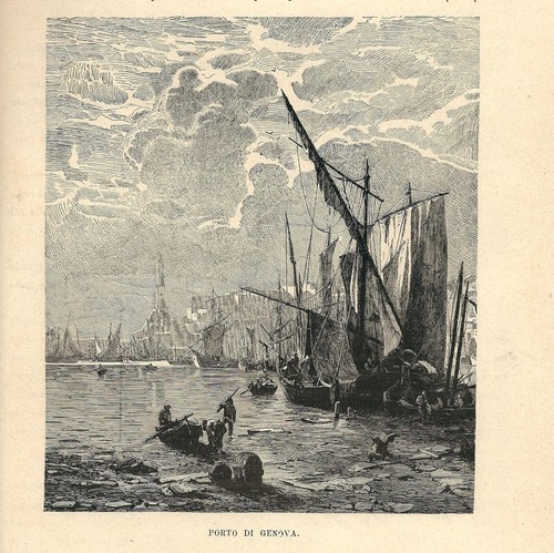 Stampa antica genova veduta - genova,